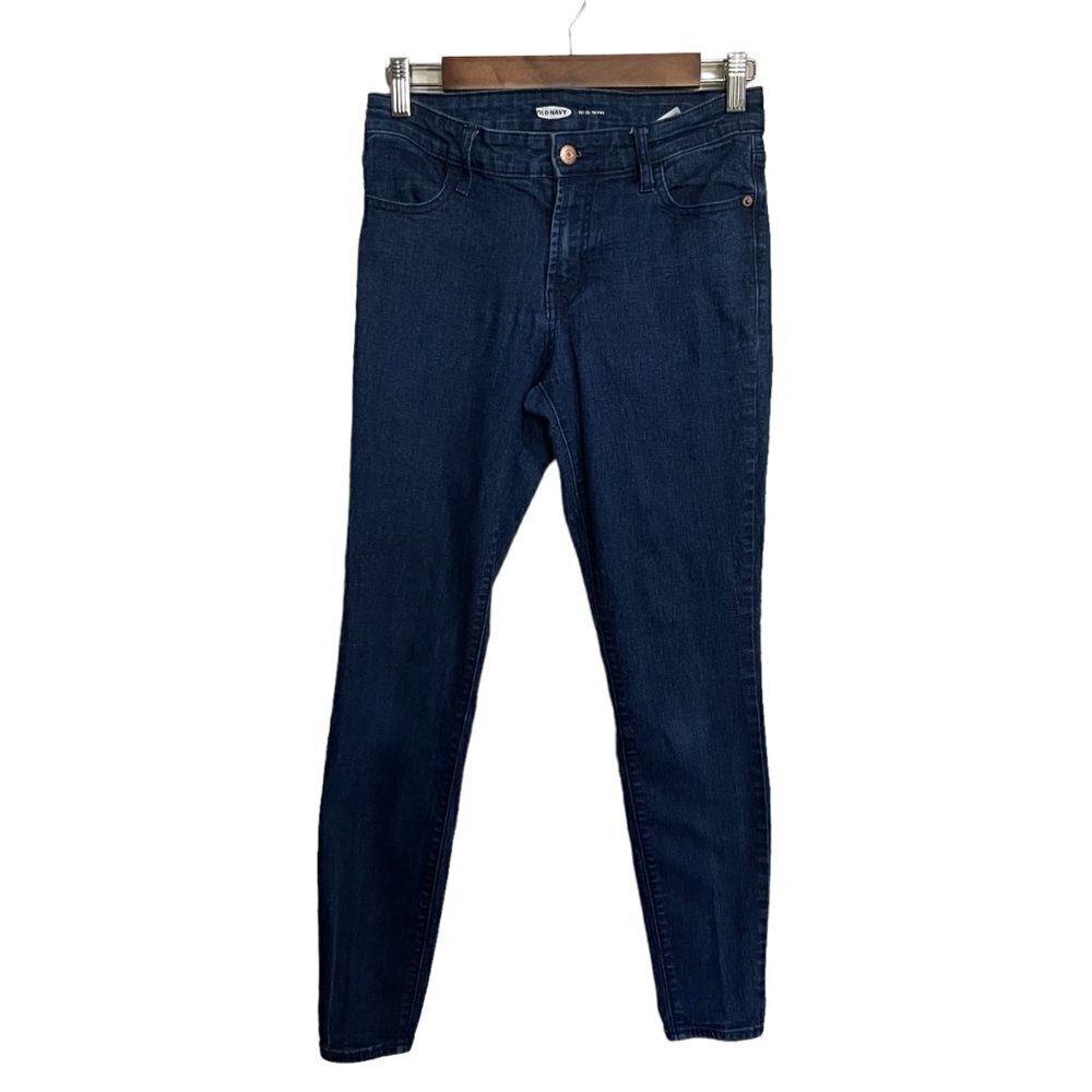 Old Navy Womens Blue Dark Wash Mid Rise Stretch Super Skinny Jeans Size 4